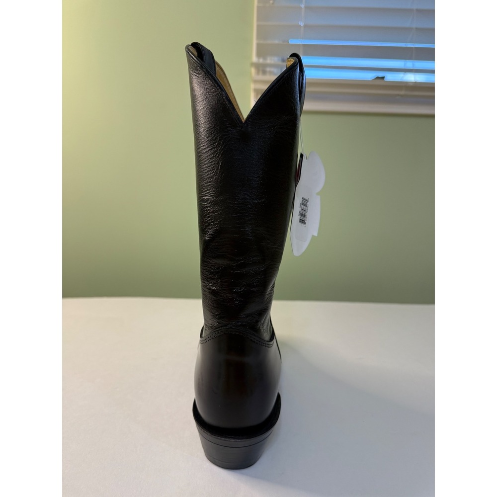 NEW Justin Mens 12 wide Black Leather Western Cowboy Boots country USA - Picture 3 of 11